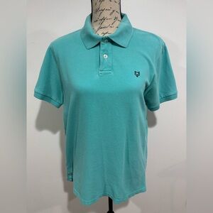 Prince & Fox 100% Cotton Short Sleeve Polo Shirt Size Medium Teal Blue